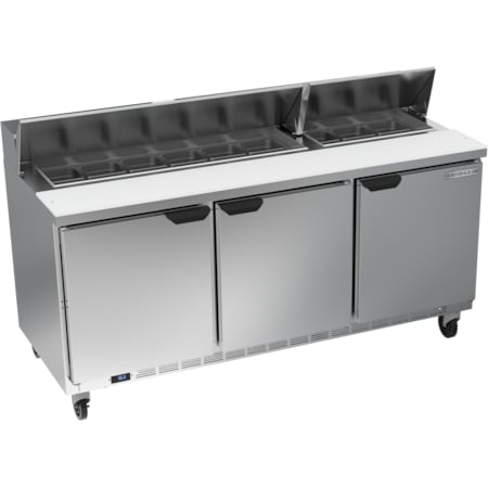 Beverage-Air Refrigerated Sandwich Prep Table, 3 Door, 21.5 cu. Ft, 115 Volt SPE72HC-18